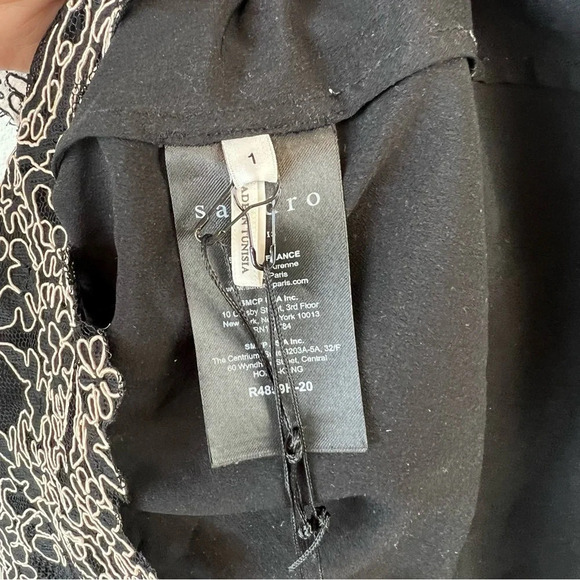 NWOT Sandro Isobel Lace Mini Dress Red Black New Designer Women’s Small - Picture 6 of 12